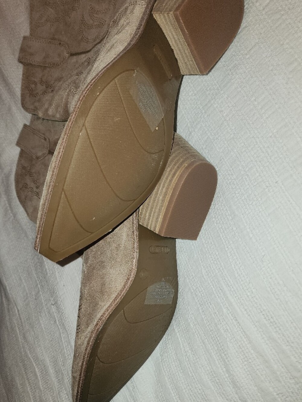 Nine West Taupe Suede Lace-Up Western Ankle Boots - Picture 2 of 8